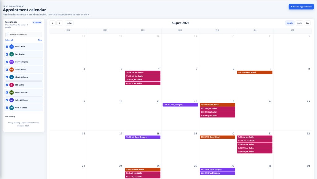 Appointment calendar for the sales team